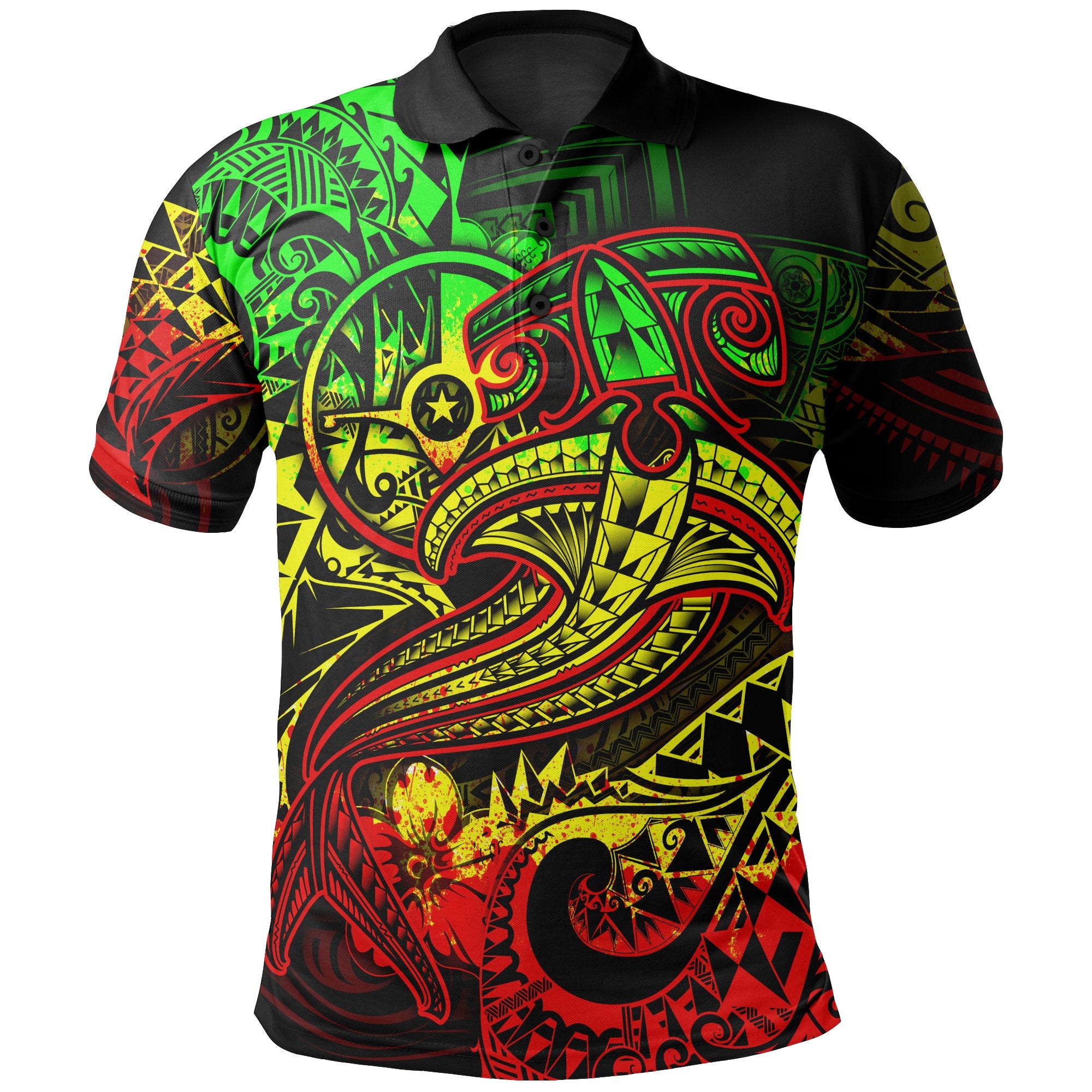 Yap Polo Shirt  – Reggae Shark Polynesian Tattoo