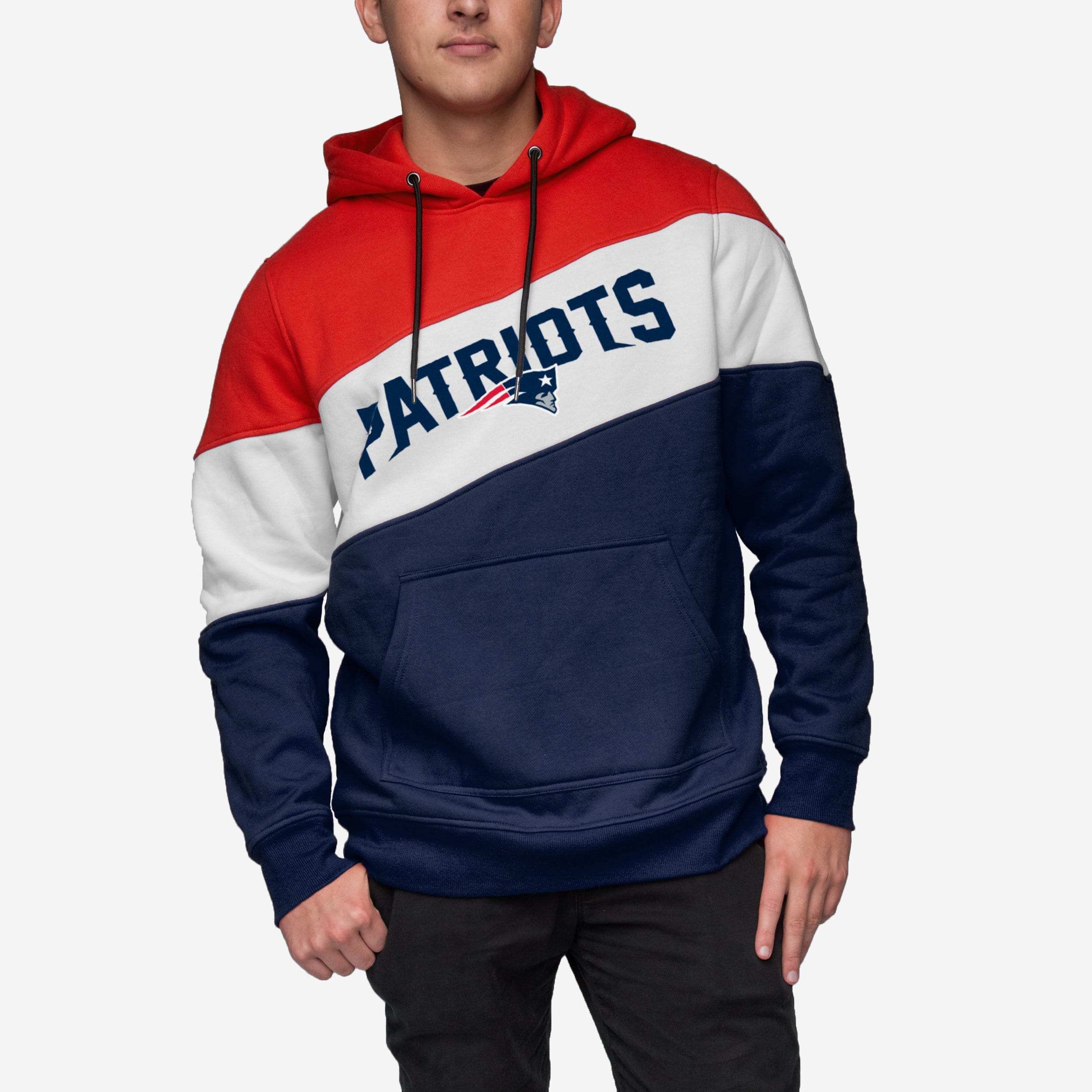 New England Patriots Wordmark Colorblock Hoodie