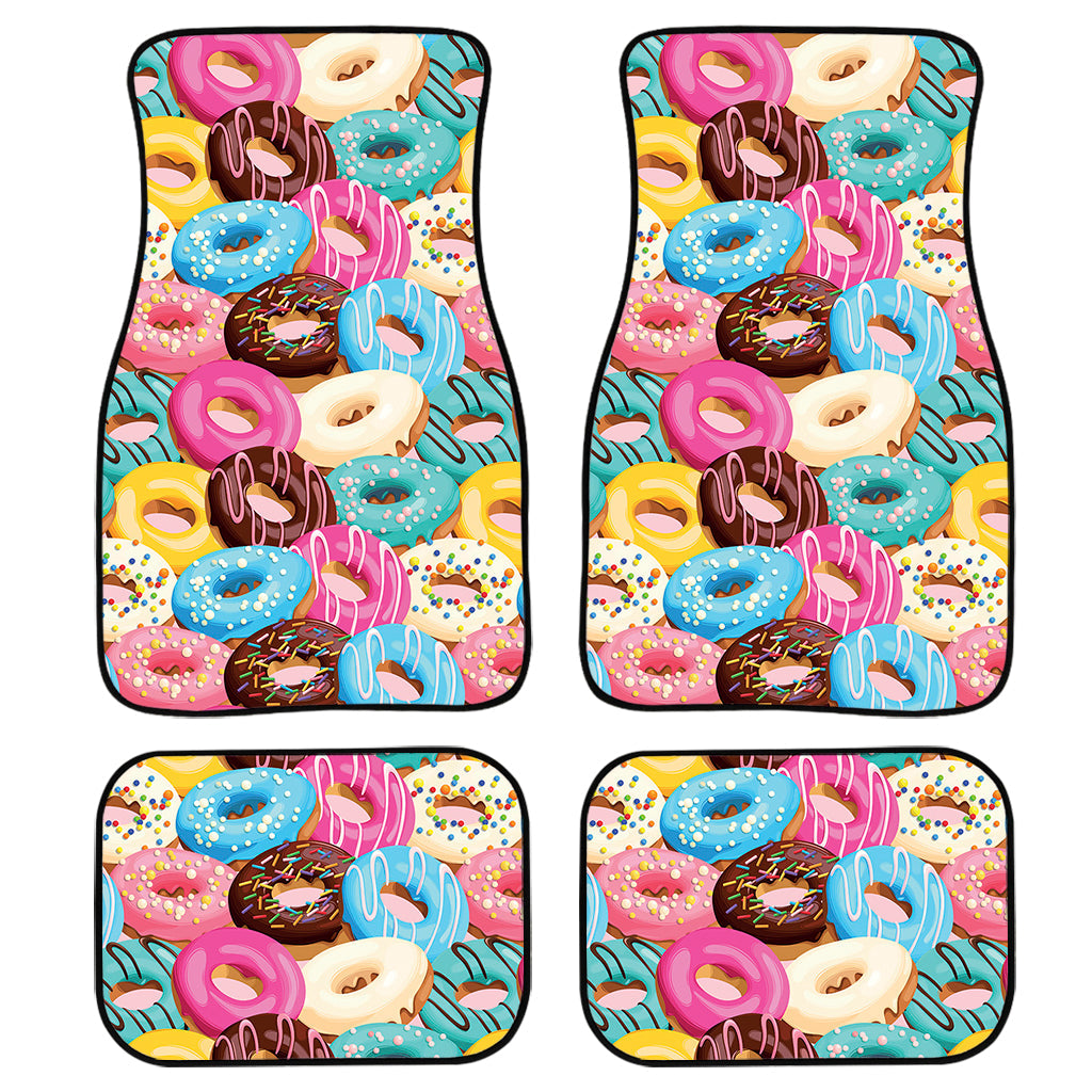 Yummy Donut Pattern Print Front And Back Car Floor Mats, Front Car Mat