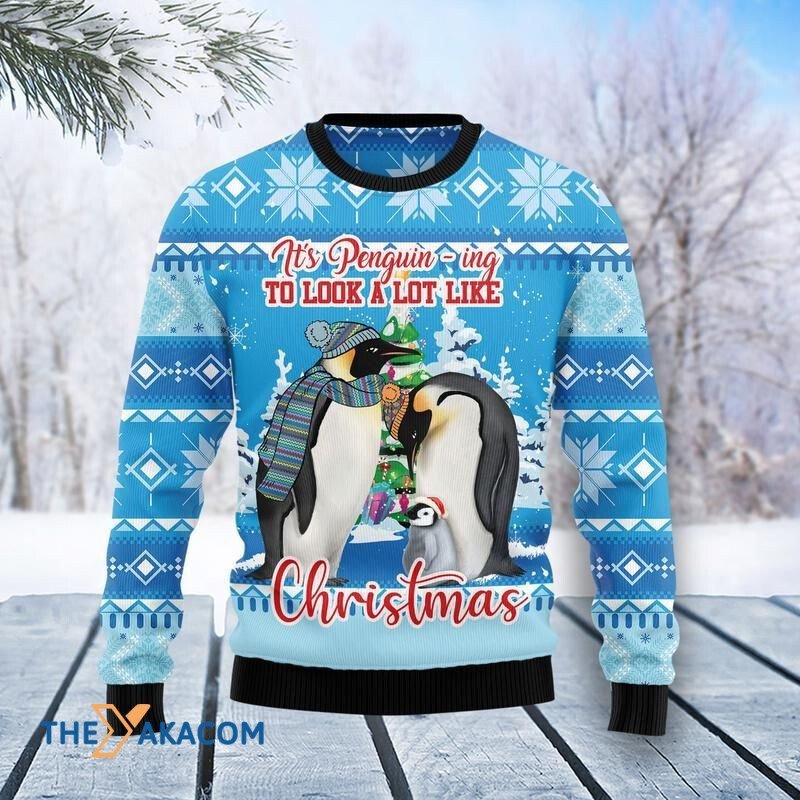 Merry Xmas Penguin Family Awesome Gift For Christmas Ugly Christmas Sweater