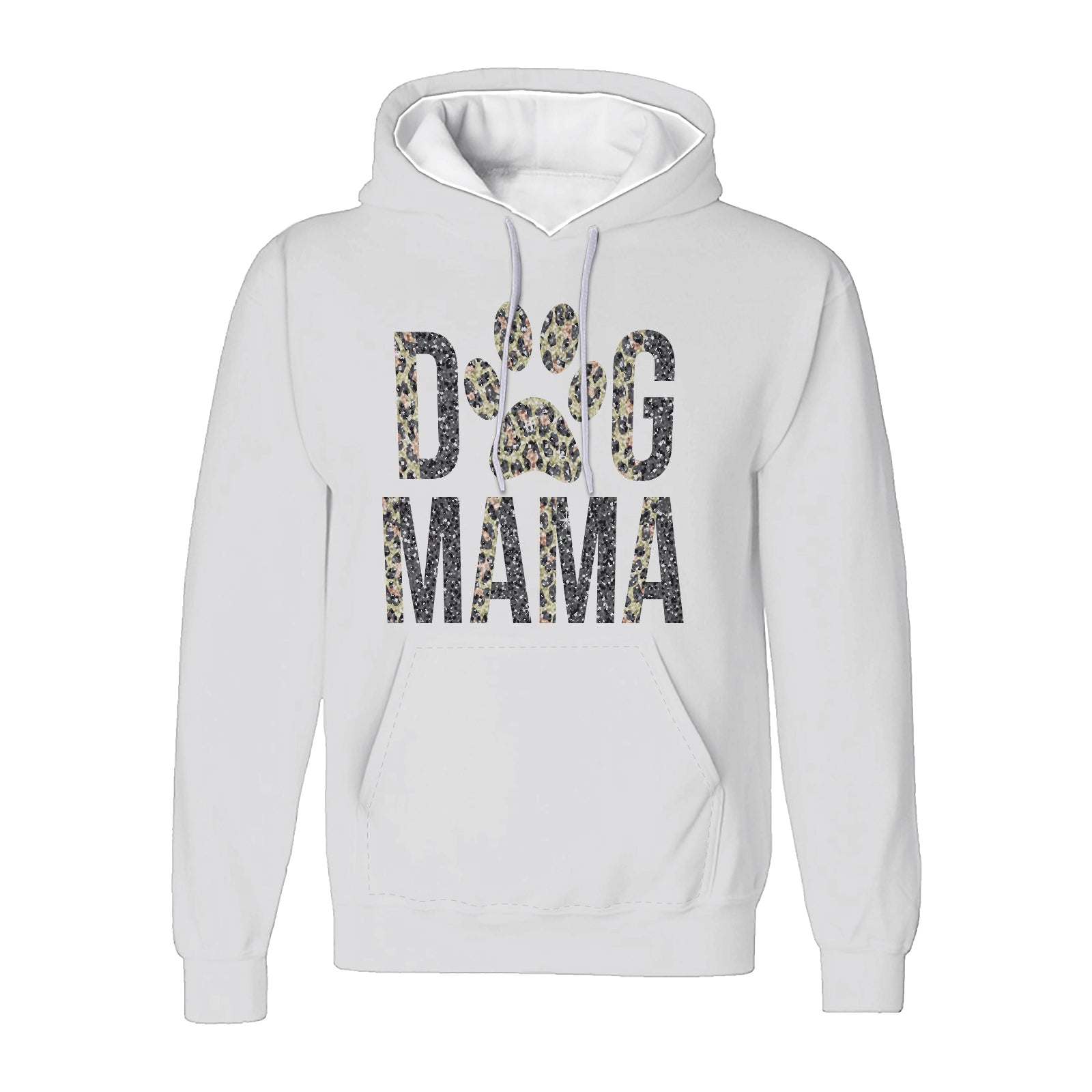 Dog Mama Half Leopard Glitter Unisex Pullover Hoodie, Glitter Leopard Pattern Dog Hoodie For Dog Owners