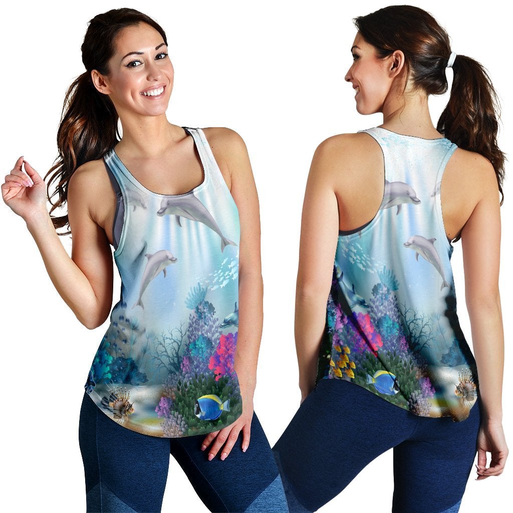 Hawaii Dolphins Play The Ocean Polynesian Racerback Tank Ha37840