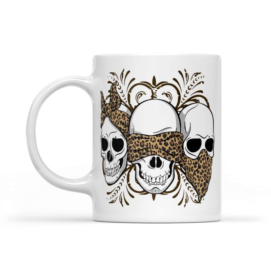 Sugar Skull Leopard – White Mug