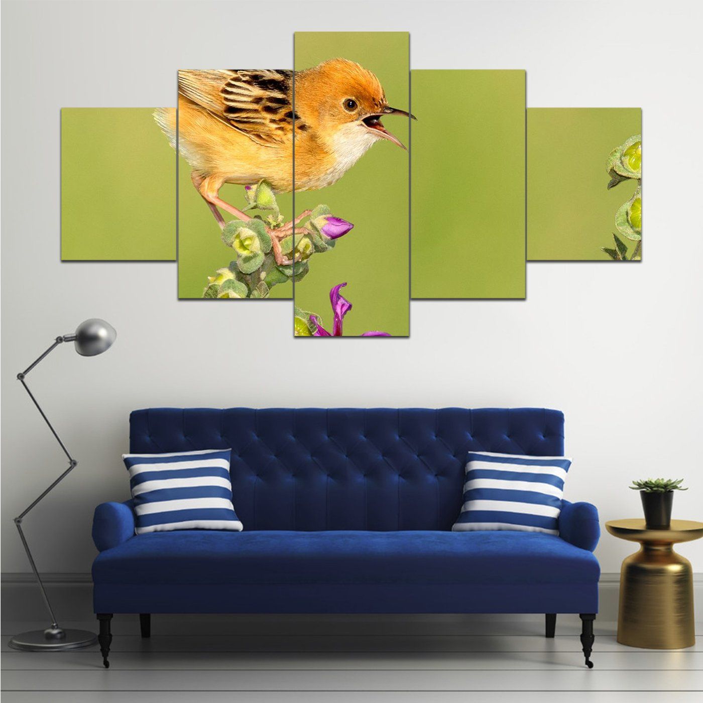 Birds Malva 5 Panel Canvas Art Wall Decor Home Decor