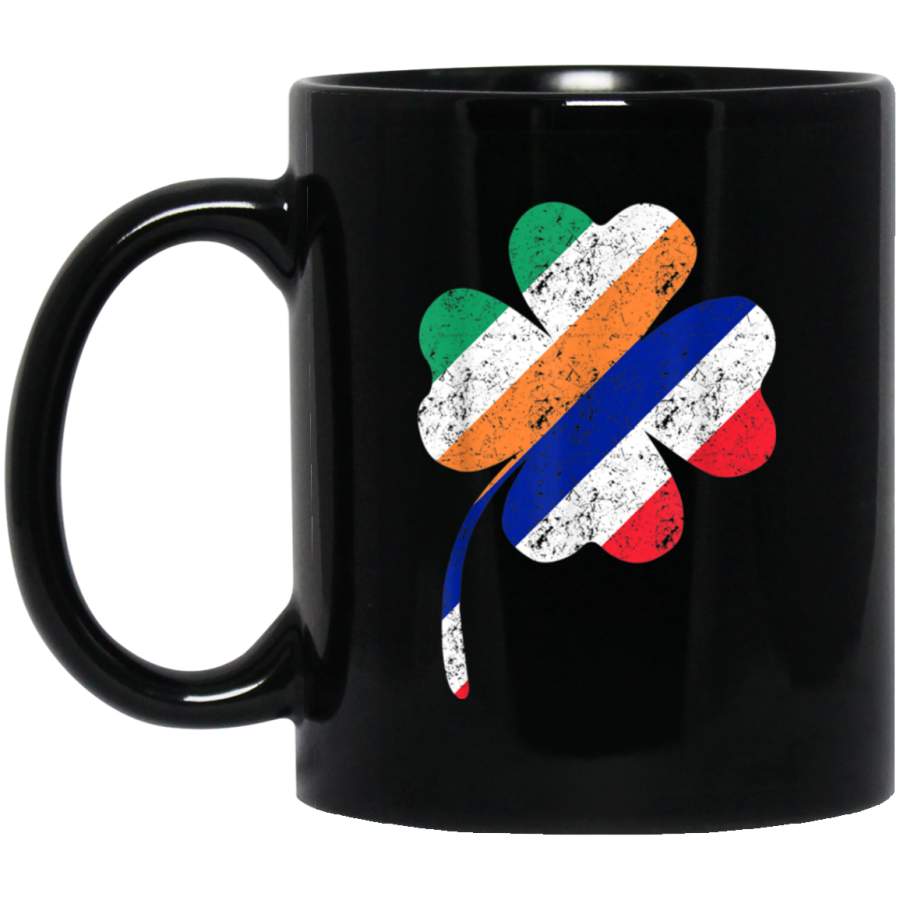 French Irish Flag Ireland Shamrock St Patricks Day Vintage Mug