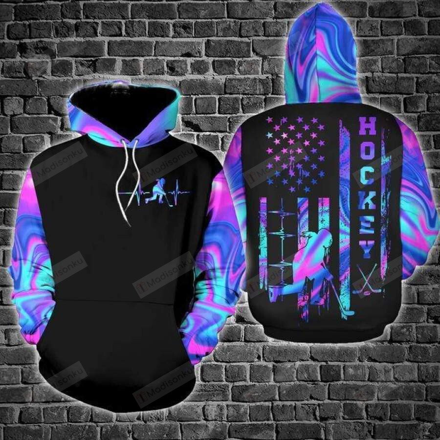 Hockey Girl Holographic 3D All Print Hoodie, Zip- Up Hoodie