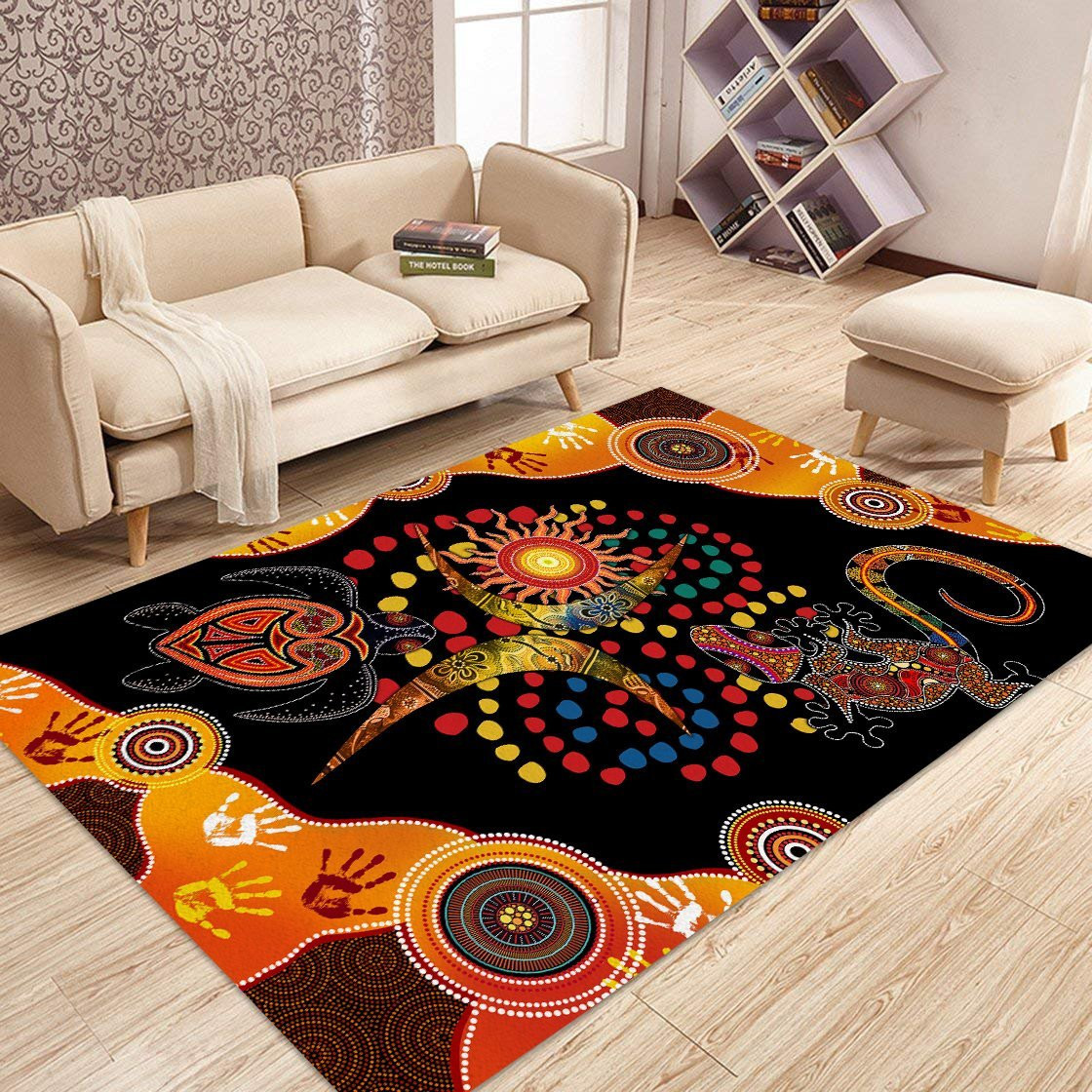 Aboriginal Naidoc Week 2021 Turtle Lizard 3D Design Rug Living Room Home Decor Living Room Home Decor