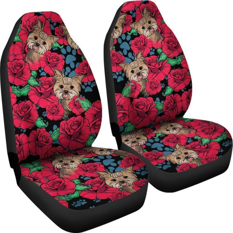 Floral Yorkshire Car Seat Covers For Dog Lover HH10