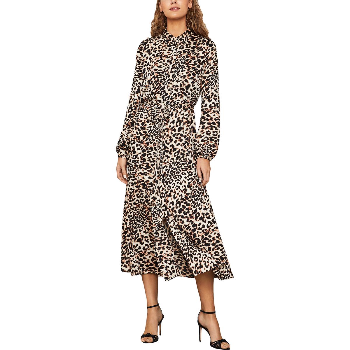 Womens Animal Print Midi Shirtdress