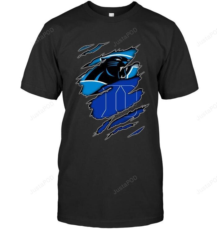 Carolina Panthers And Duke Blue Devils Layer Under Ripped Shirt Tshirt For Fan