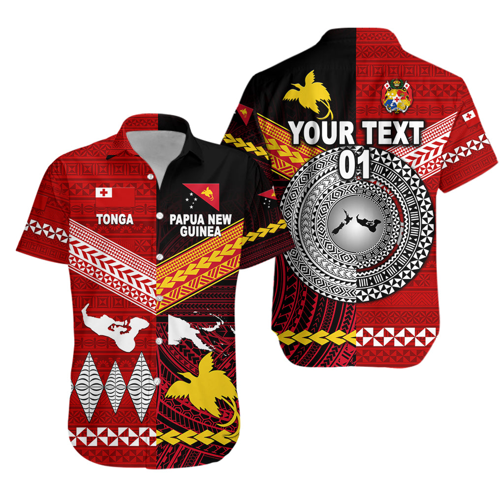 (Custom Personalised) Papua New Guinea And Tonga Hawaiian Shirt Polynesian Together – Red, Custom Text And Number Lt8