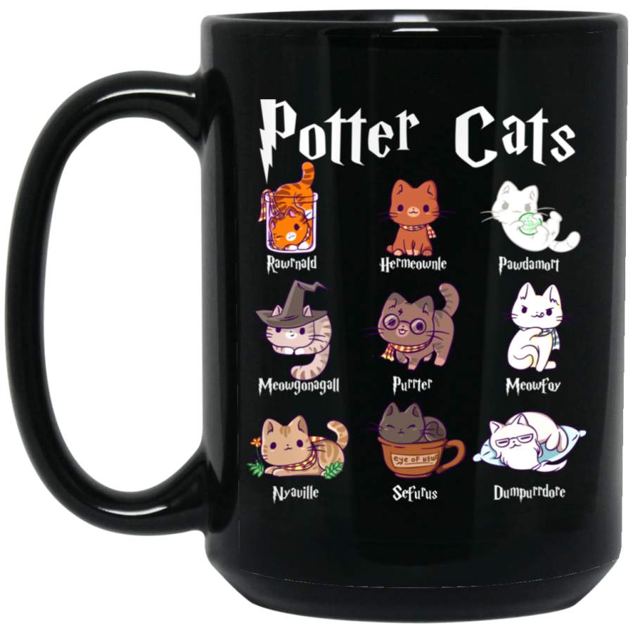 Potter Cats Kitten Funny Harry Pawter 15 oz Black Mug