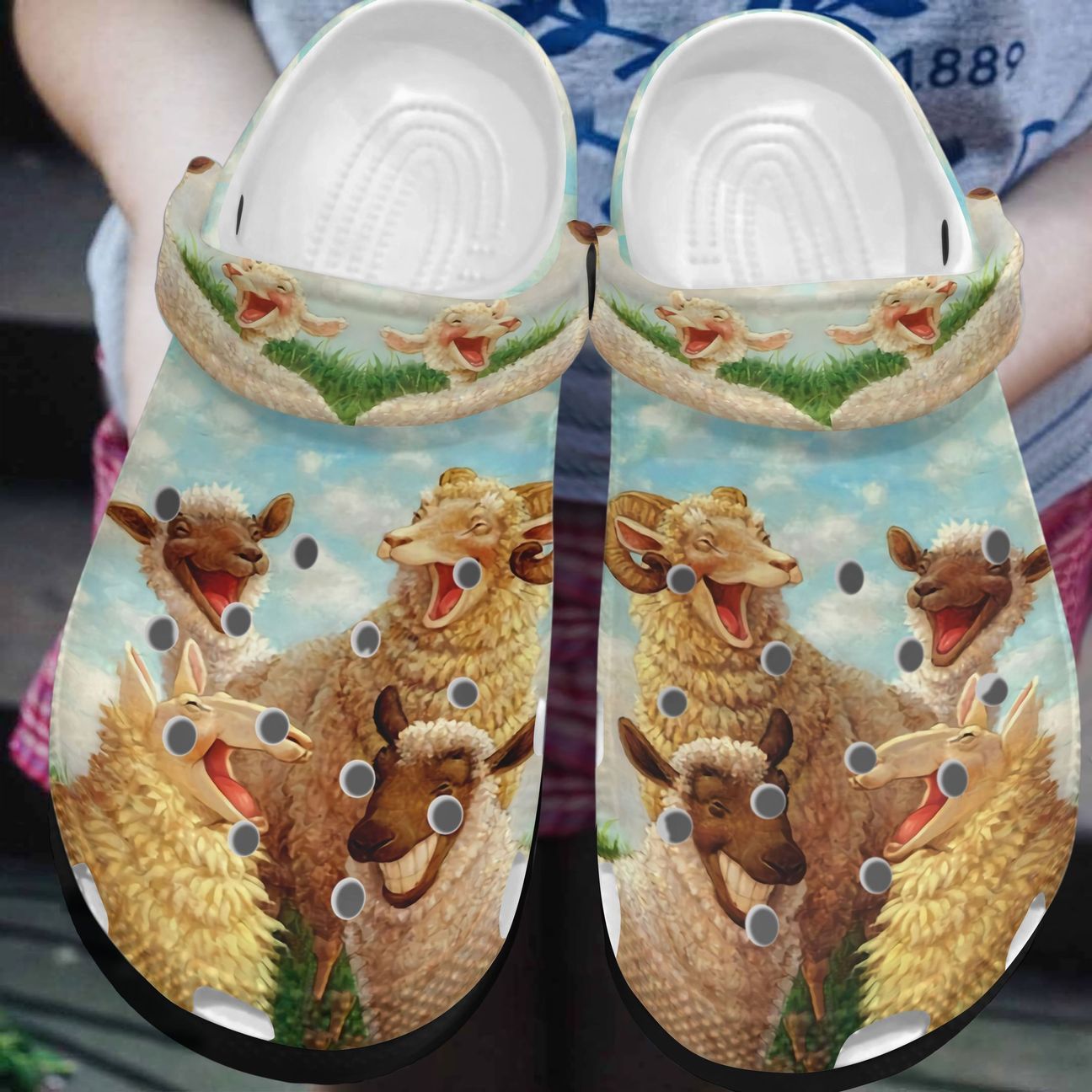 Sheep Personalized Clog, Custom Name, Text, Color, Number Fashion Style For Women, Men, Kid, Print 3D Laughing Sheep