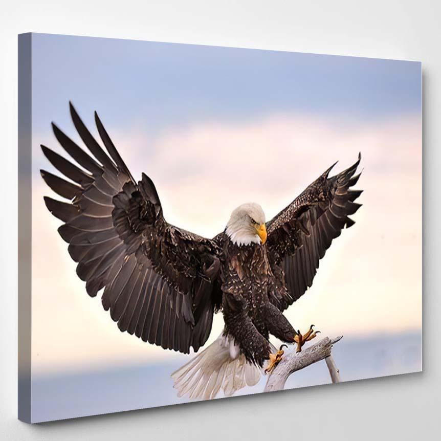 American Bald Eagle Reaching Out Perch – Eagle Animals Canvas Print