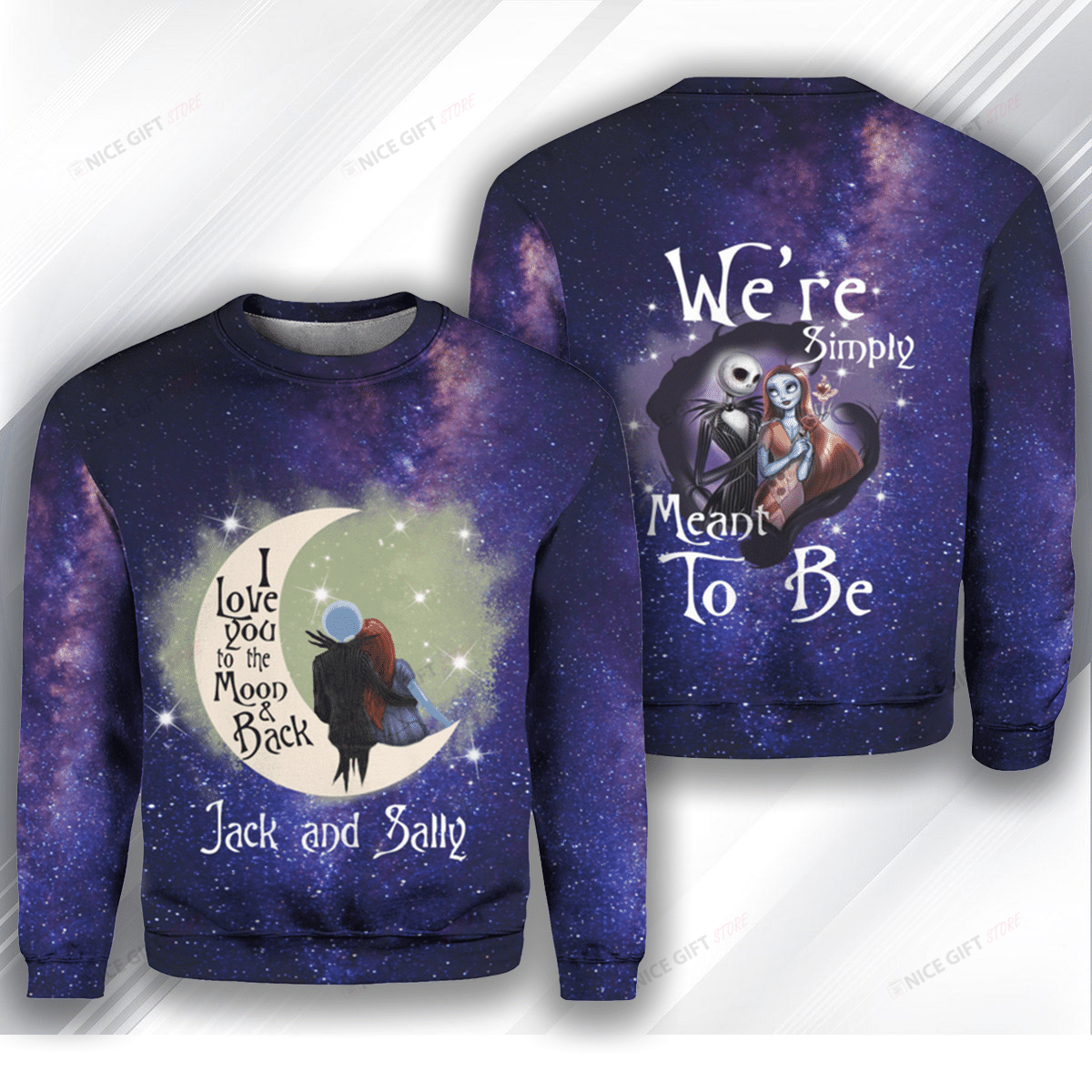 I Love You To The Moon & Back Jack And Sally Crewneck Sweatshirt 3Cs-G7W0