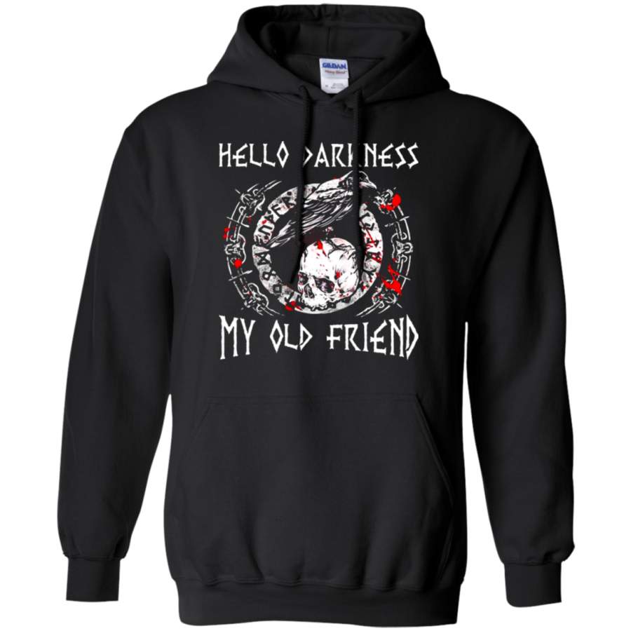 AGR Hello Darkness My Old Friend Viking Raven And Skull Hoodie