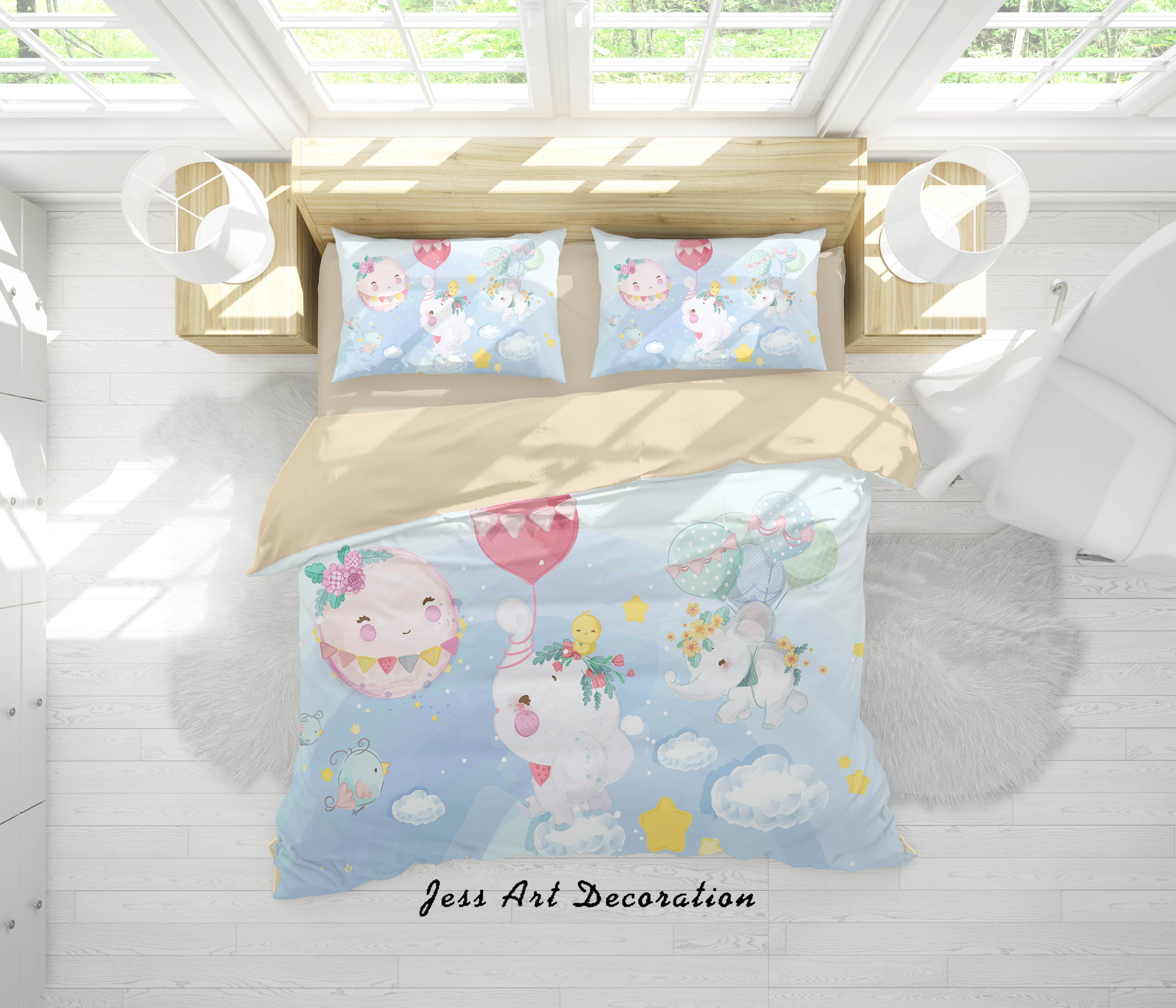 3D Cartoon Animal Balloon Quilt Cover Set Bedding Set Duvet Cover Pillowcases A339 Lqh