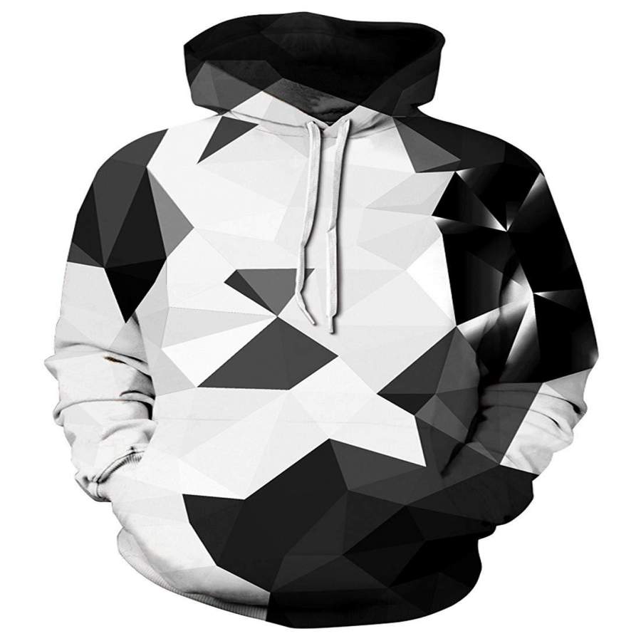 Black and white polyhedron 3D Hoodies