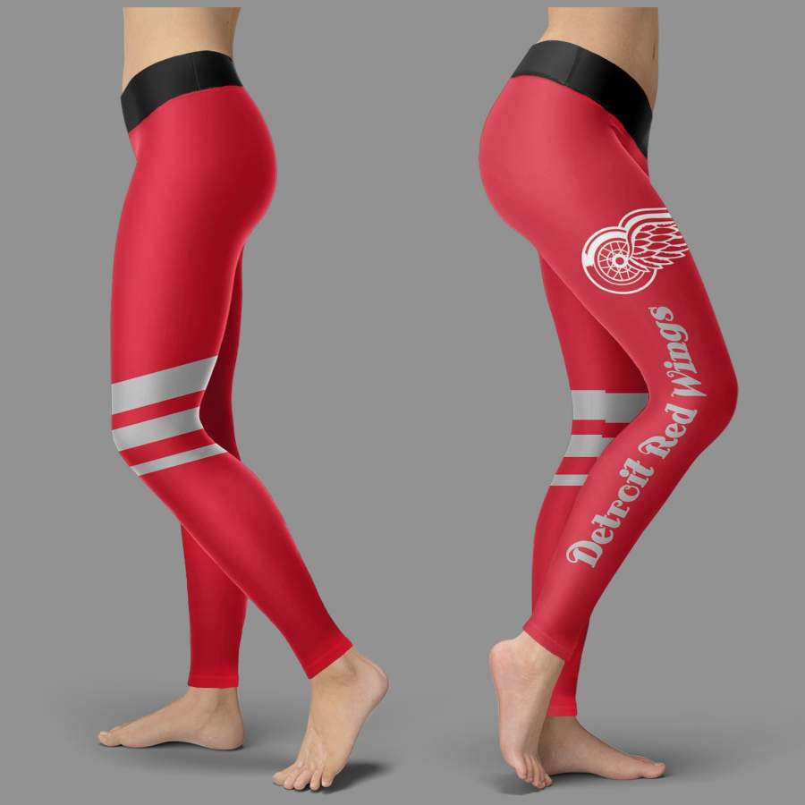 Through Great Logo Spread Body Striped Circle Detroit Red Wings Leggings