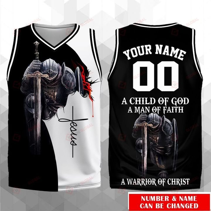 A Child Of God A Man Of Faith A Warrior Of Christ Basketball Jersey Personalized All Over Printed Shirts 04 Jesus God Christ Gift Tank Top