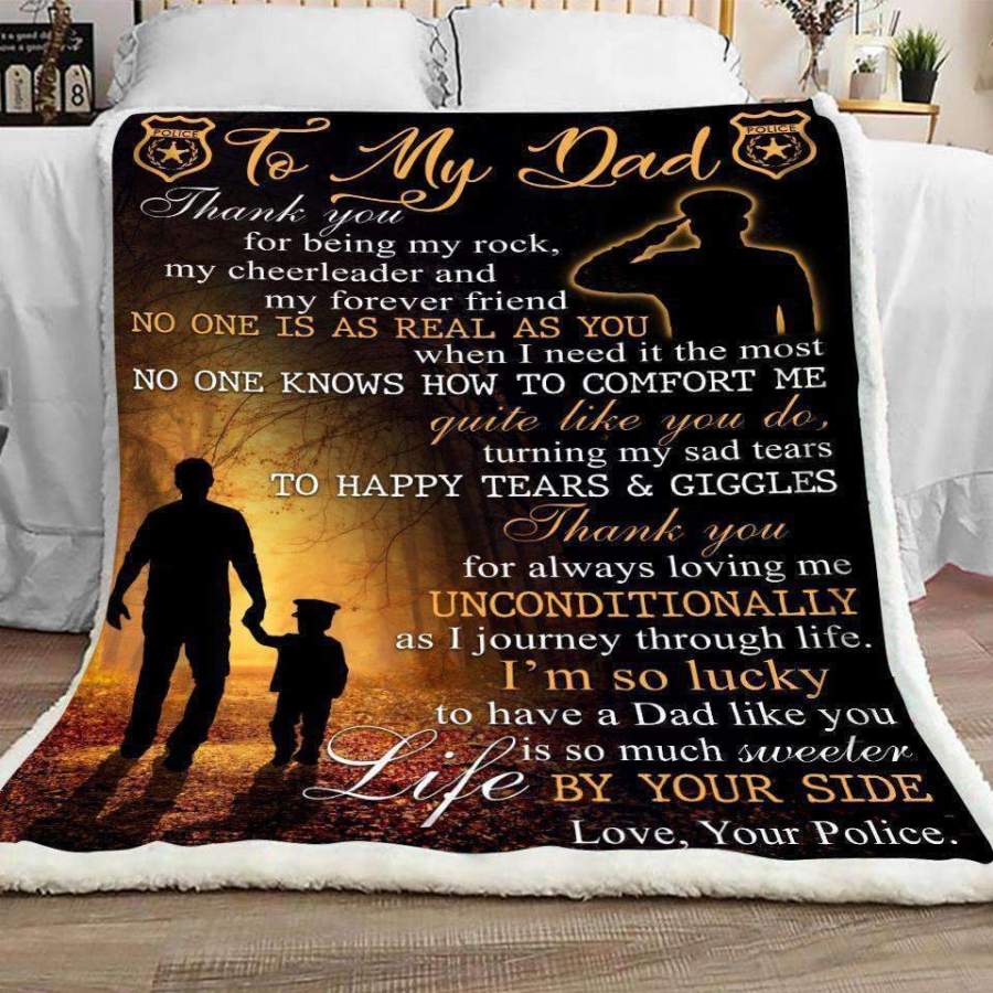 Present For Dad From Police Son Blanket I’m So Lucky To Have A Dad Like You