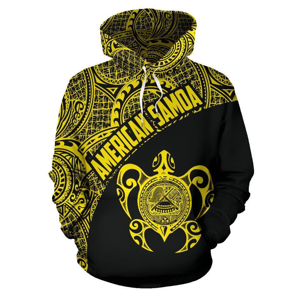 American Samoa Hoodie – American Samoa Seal In Turtle Polynesian Tattoo Yellow – Pacific Print Hoodie