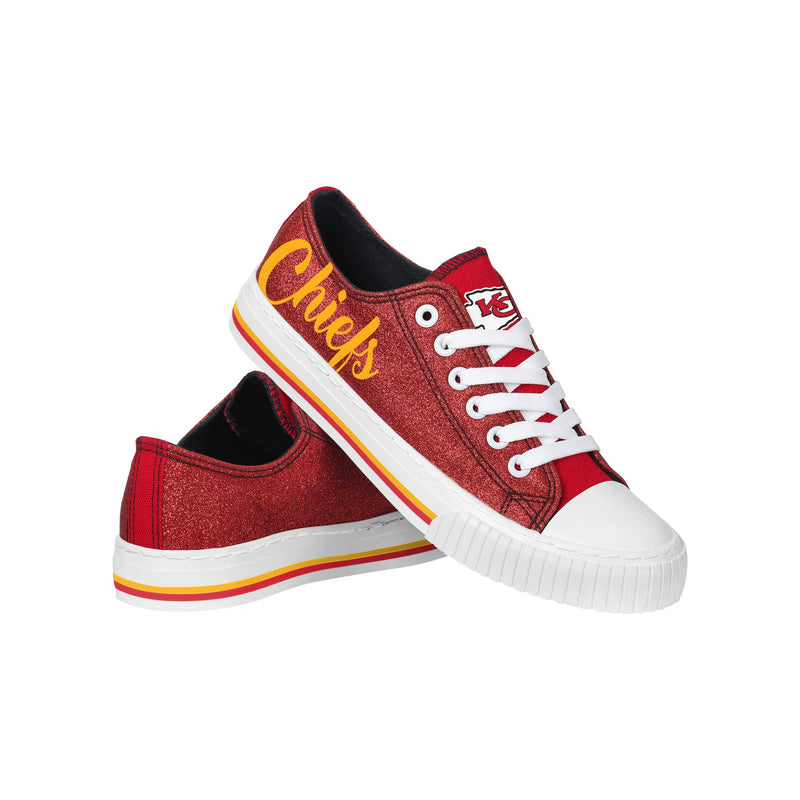 Kansas City Chiefs NFL Womens Color Glitter Low Top Canvas Shoes