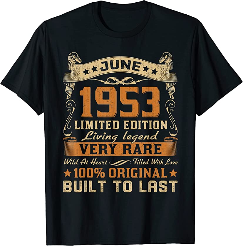 68th Birthday Gift 68 Years Old Retro Vintage June 1953 T-Shirt