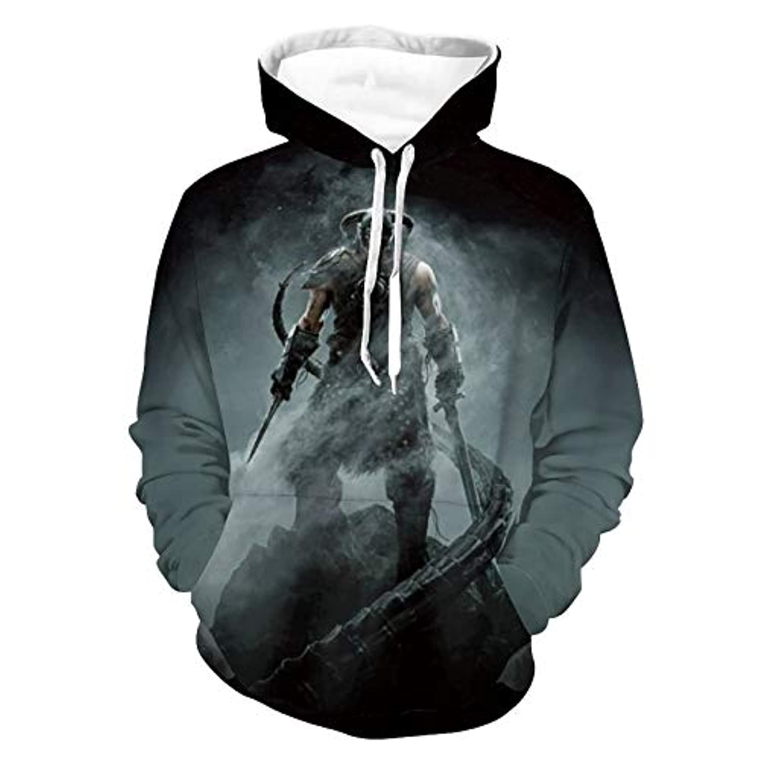 THE ELDER SCROLLS Hoodies – Skyrim Dark Grey Hoodie 3D Print Pullover Drawstring Hoodie