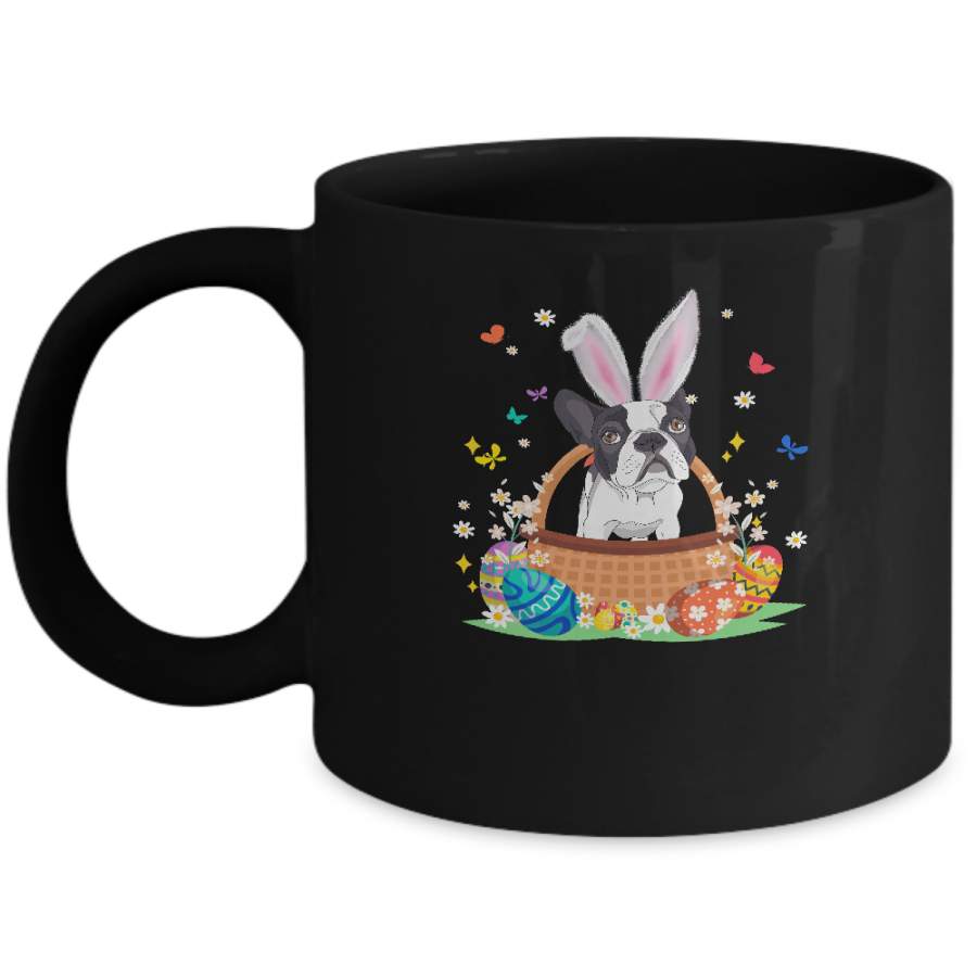 Bulldog Bunny Hat Rabbit Easter Eggs Mug