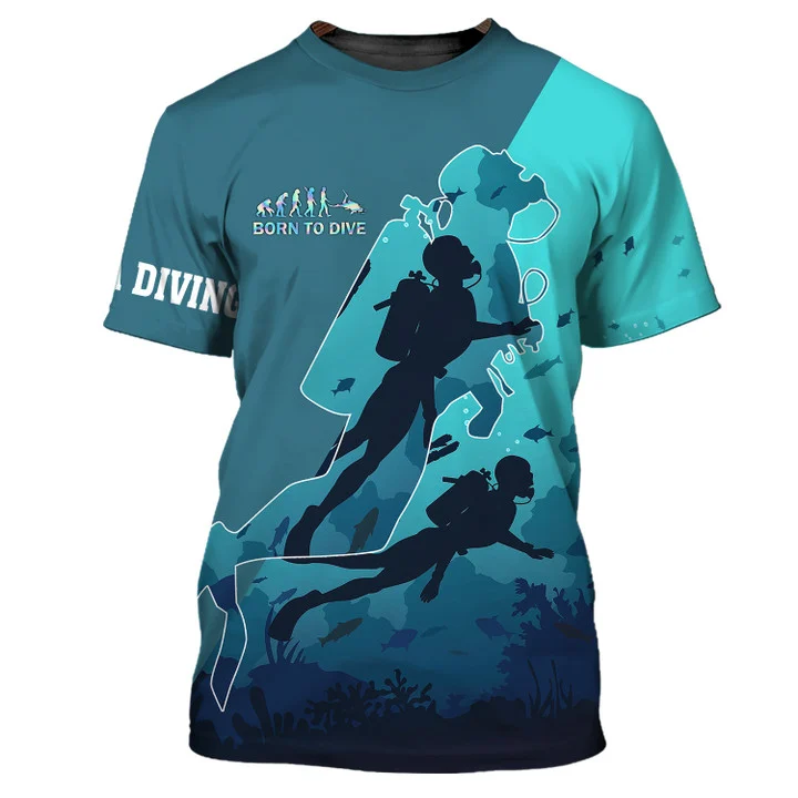 Evolution Scuba Diving 3D All Over Printed T Shirt Diver, Scuba Diver Shirt, Scuba Diving Hawaiian Shirt