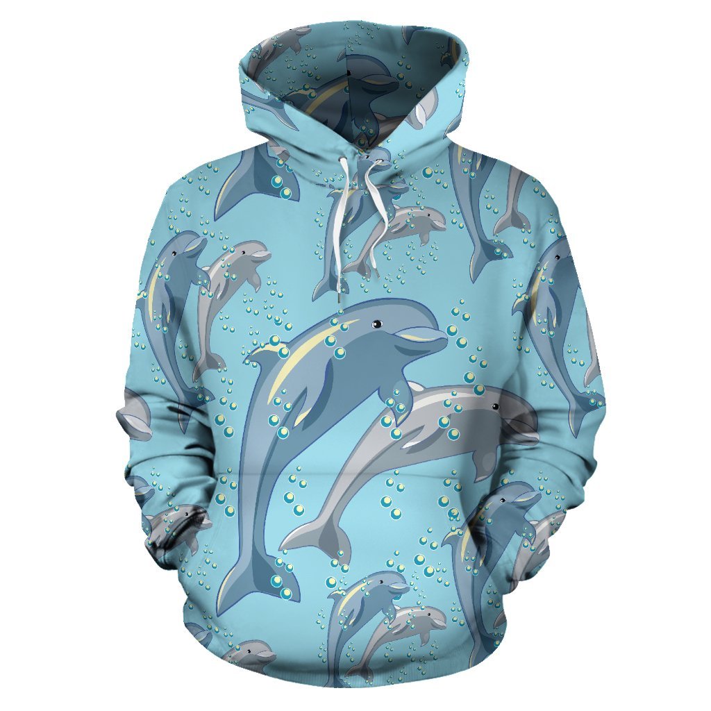 Dolphin Print Pattern Pullover Hoodie