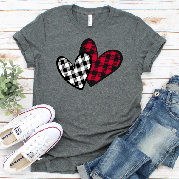 Buffalo Plaid Hearts Tee