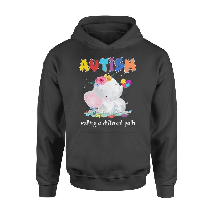 Autism Elephant Walking A Different Path Puzzle Heart Gift – Standard Hoodie