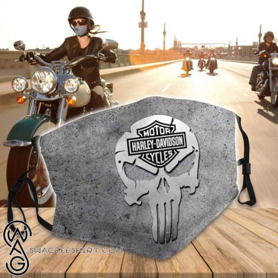 The punisher harley-davidson all over printed face mask – maria