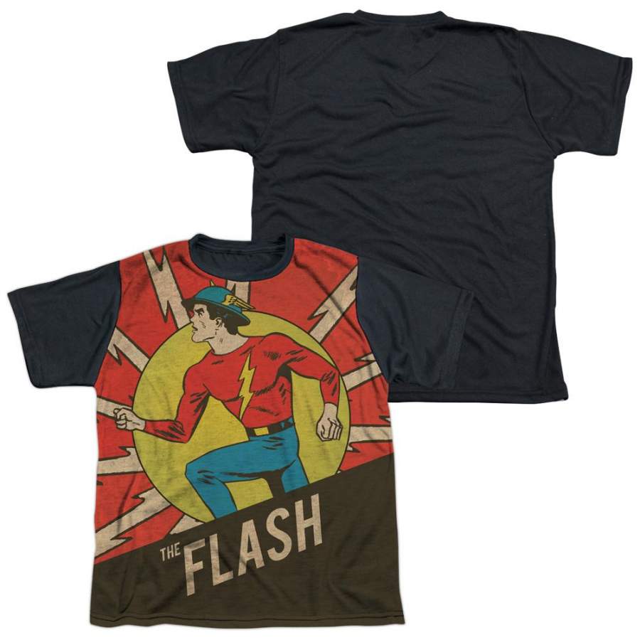 The Flash Vintage Comic Flash Youth Black Back T-Shirt (Ages 8-12)