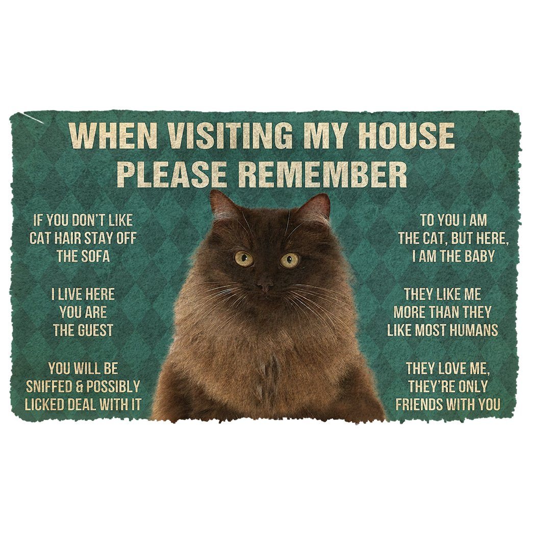 Gearhumans  GearHuman 3D Please Remember Persian Cat House Rules Doormat