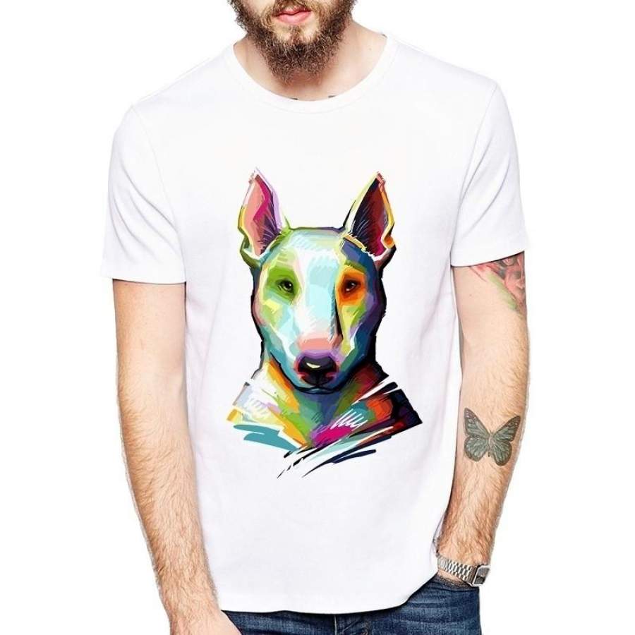 Men’S Animal Pug Fashion Short Sleeve Print T-Shirt English Bull Terrier Digital Painting T-Shirt