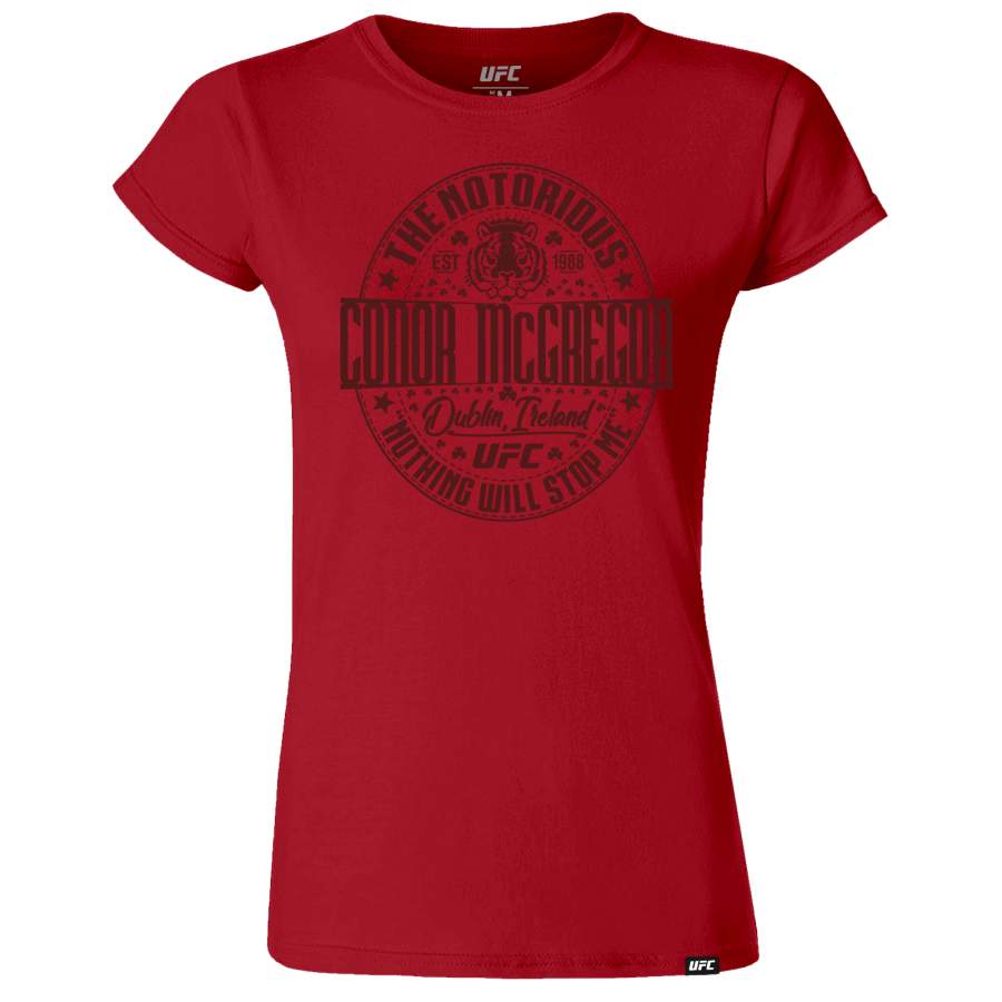 Women’s UFC Conor “The Notorious” McGregor Tiger Graphic T-Shirt -Red