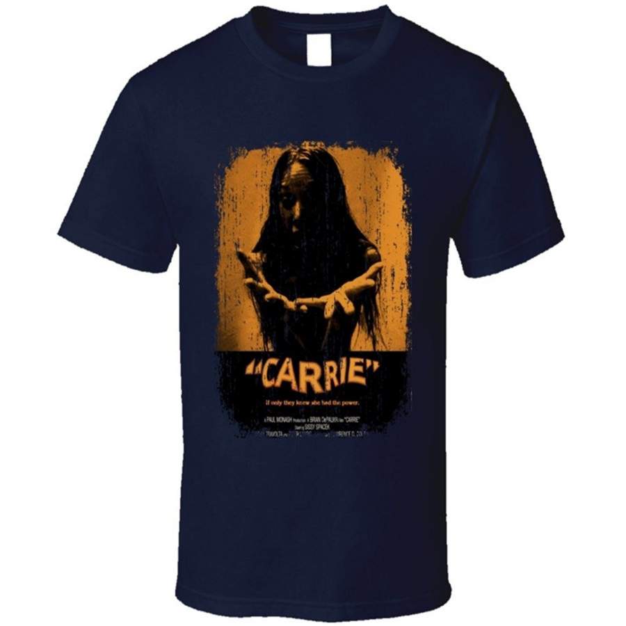 Carrie Classic Horror Movie Poster Cool T Shirt Fashion O-Neck Short Sleeved T-Shirts Summer Funny Loose Punk Tee Shirt For Men