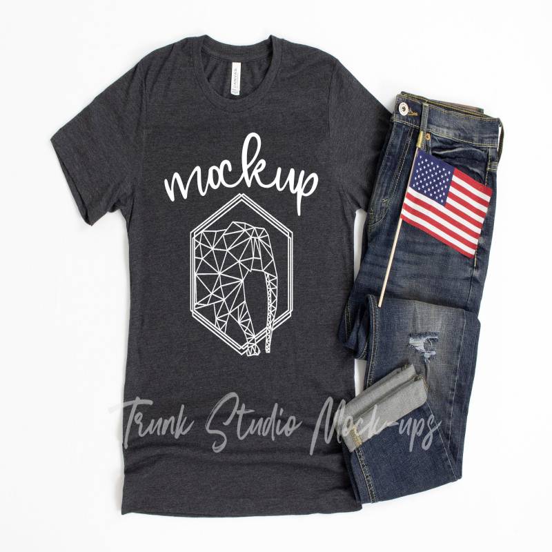 Download 4th of July Shirt Mock Up, Dark Grey Heather 3001 T Shirt ...