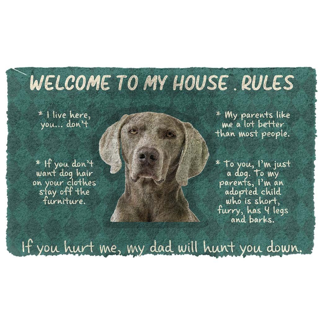 Gearhuman 3D Weimaraner Dog Welcome To My House Rules Custom Doormat