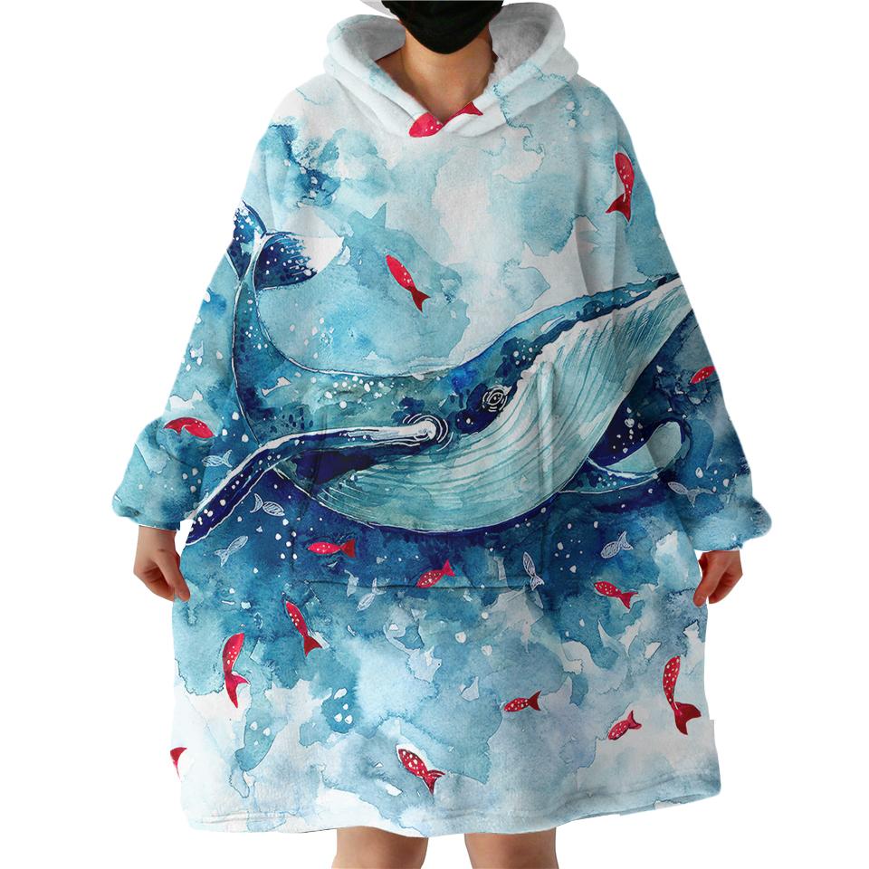 Gigantic Whale Swlf0999 Hoodie Wearable Blanket