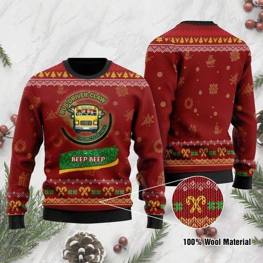 School Bus Driver Claw Christmas Ugly Sweater | Unisex | Full Size | Adult | Colorful | US1176