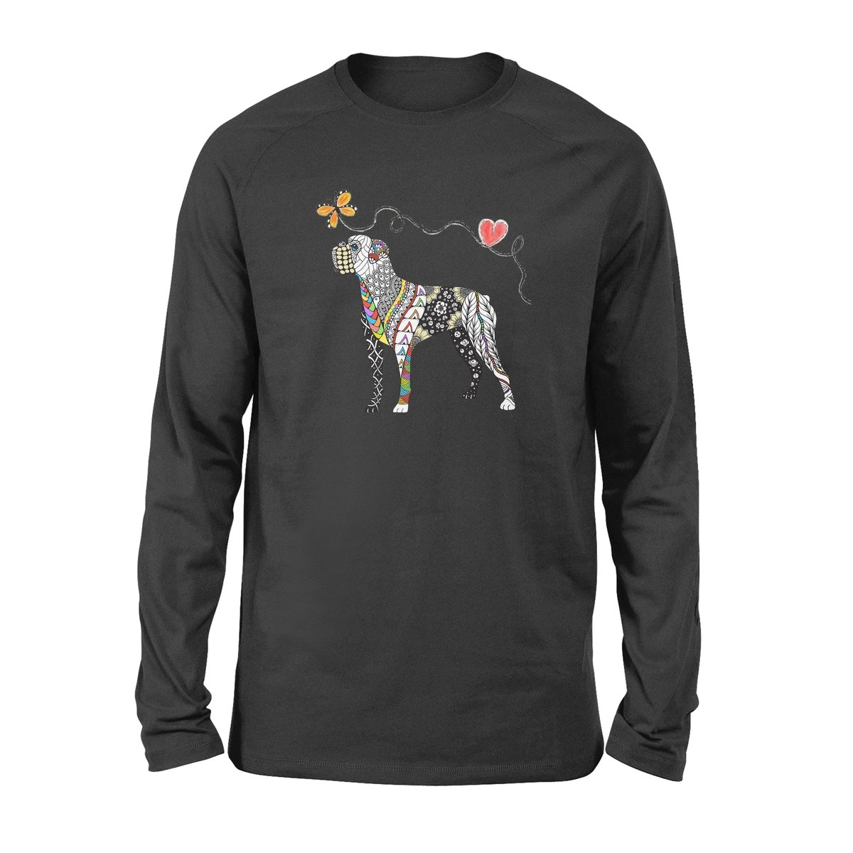 Zentangle Rainbow Boxer – Premium Long Sleeve, Gift For Dog Lover, Gift For Bull Terrier Lover T-Shirt Hoodie All Color Size S-5Xl
