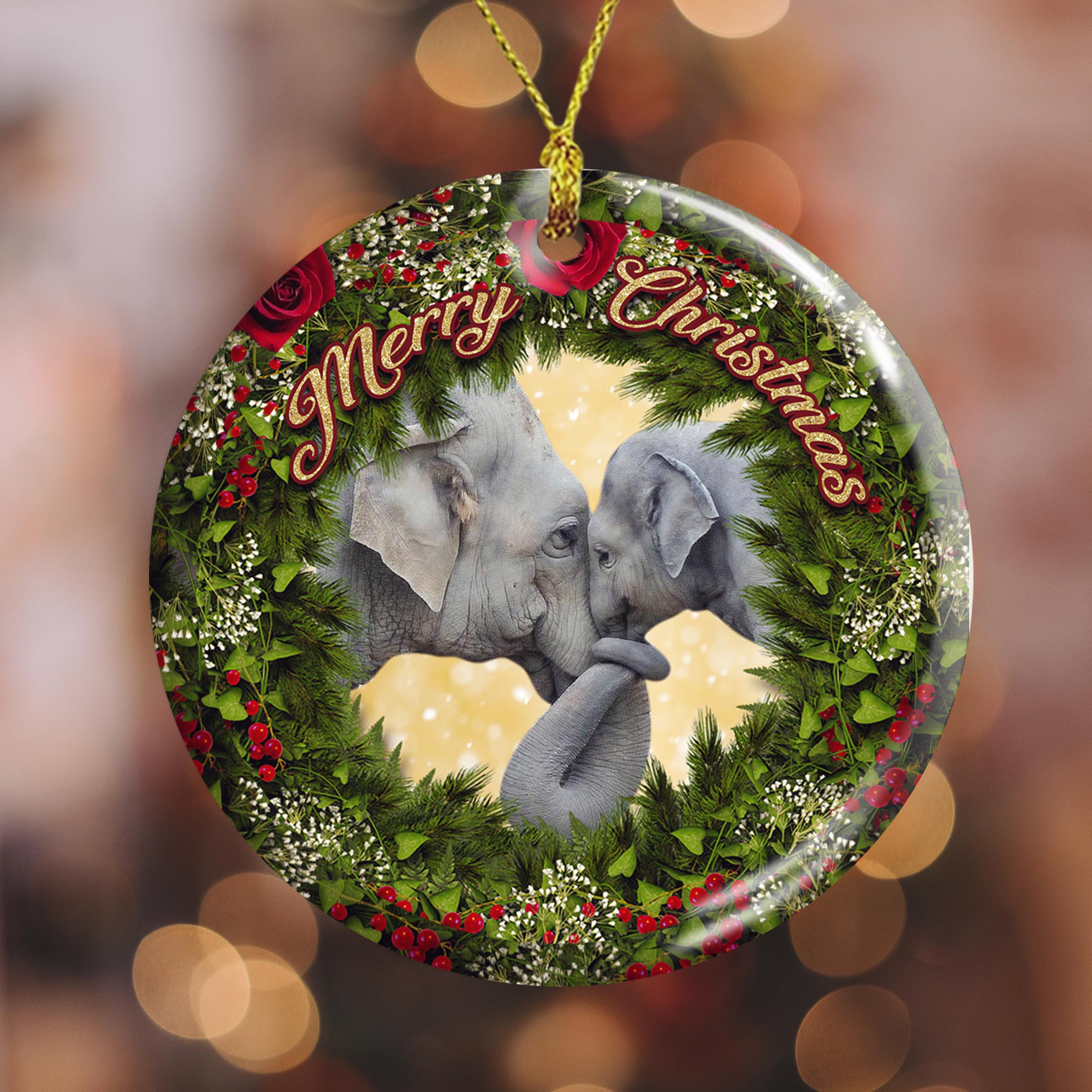 Magic Exhalation 2021 Christmas Ornament, Ceramic, Elephant Awesome Wreath Gift