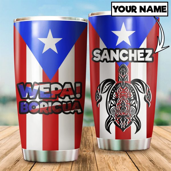 Customize Name Wepa Boricua Puerto Rico Steel Tumbler Mh06012006
