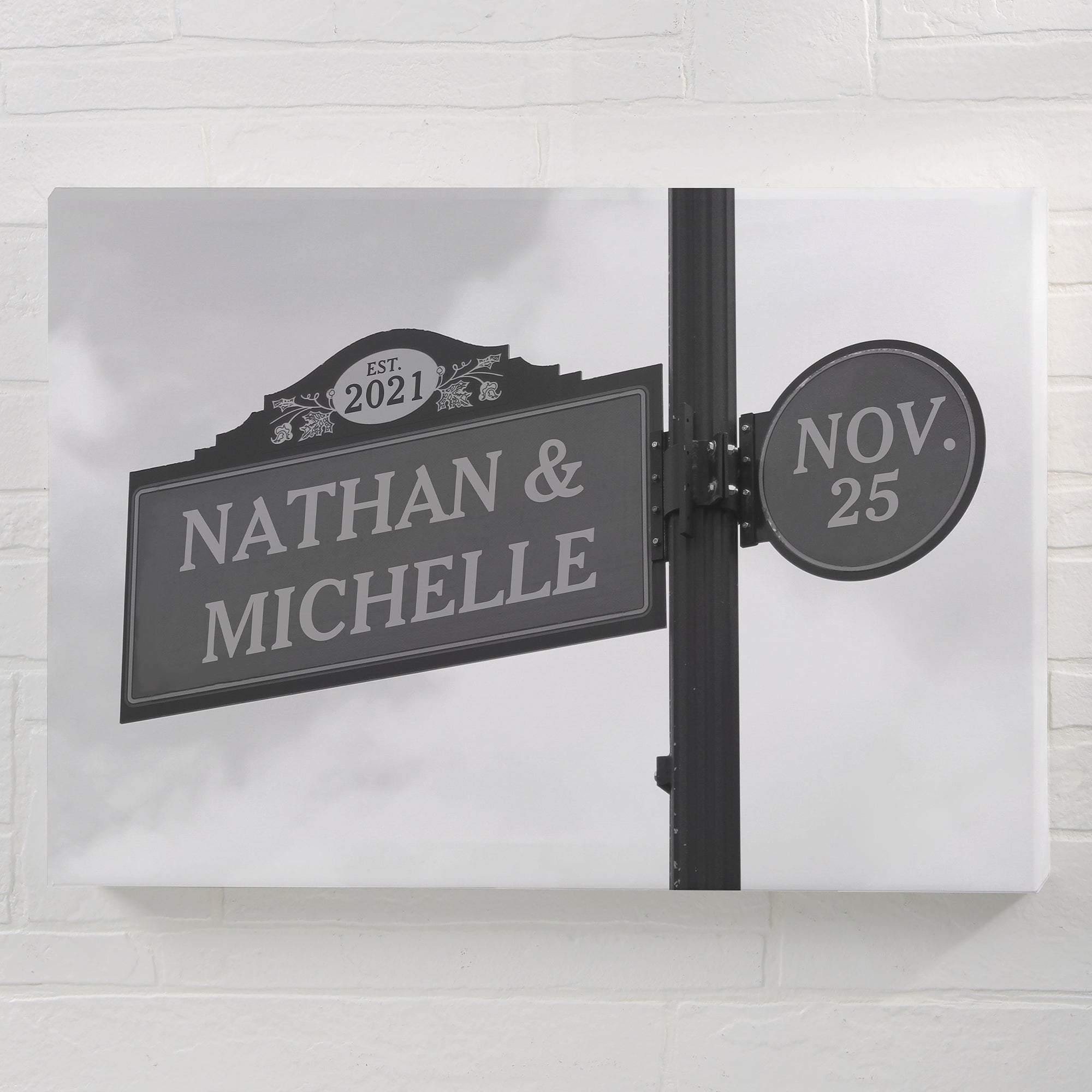 [Personalized Name & Date] Established Street Sign Wedding – Perfect Gift Couple, Gift For Anniversay, Best Idea Home Decor – Matte Canvas, Wall Art, Canvas Prints