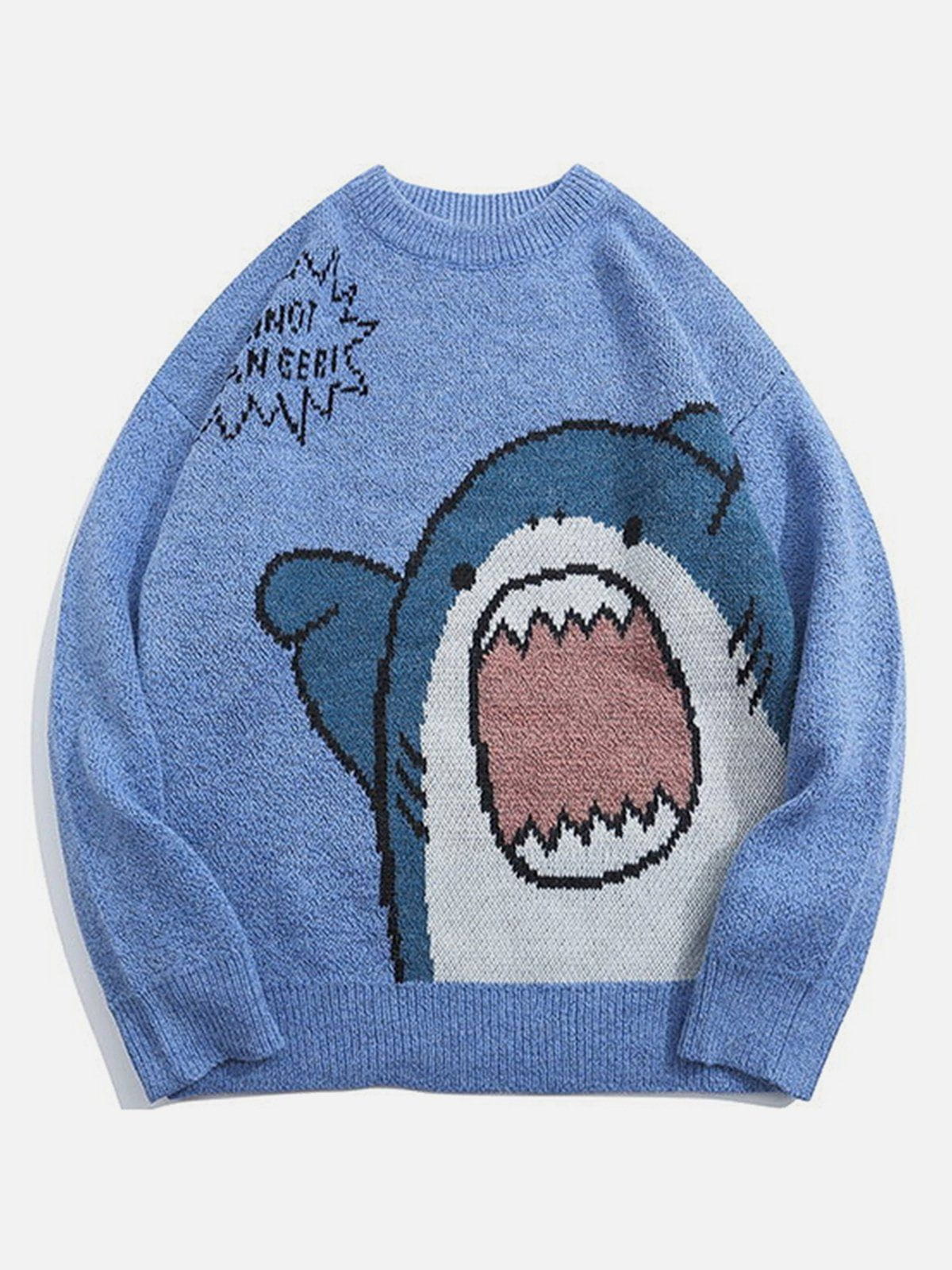 Talishko™ – Cartoon Shark Pattern Knitted Sweater