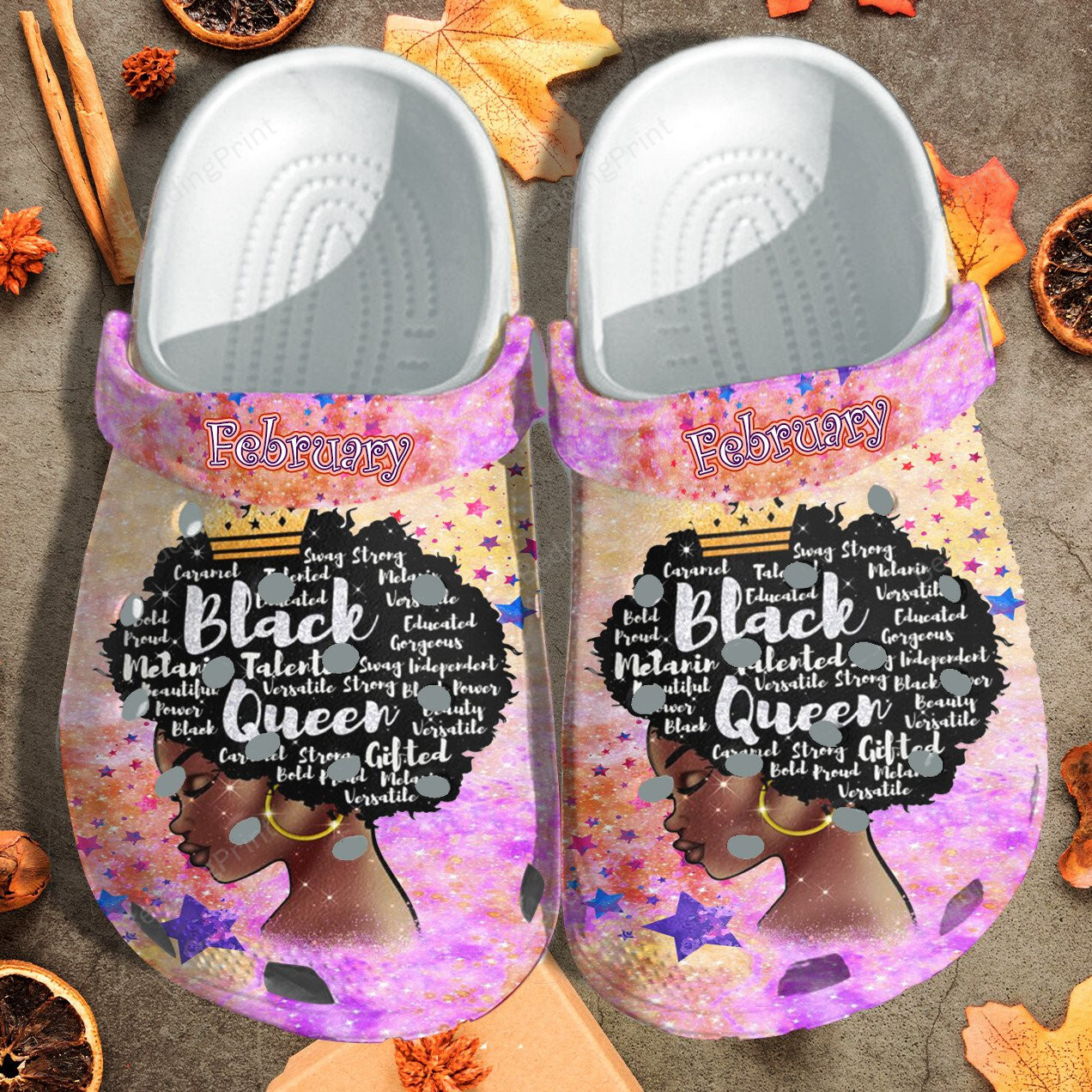 Personalized Melanin Black Queen clogs clogband Clogs